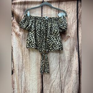 Leopard Print Off-Shoulder Crop Top